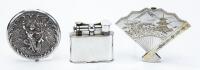 Sterling Silver Desk and Vanity Accessories: A Fine Vintage Desk Lighter and Two Antique Ladies Compacts.