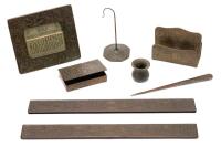 The Tiffany Studios: Six Piece Zodiac Desk Set With One Pine Needle Piece