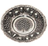 Large, Round, Sterling Silver Tray from the Excellent Maciel Silver Factory in Mexico City. Superior Repousse Work Clearly Evide