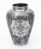 Fine Mid-Century or Older Ottoman Silver Vase Impressive Ishafan (Eshafan) Style Repousse Work Throughout. Large Vase