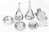 Fantastic Collection of 21 Vintage Sterling Silver Sommelier Tastevin Cups and Two Sterling Silver Decanting Funnels Mostly Pair