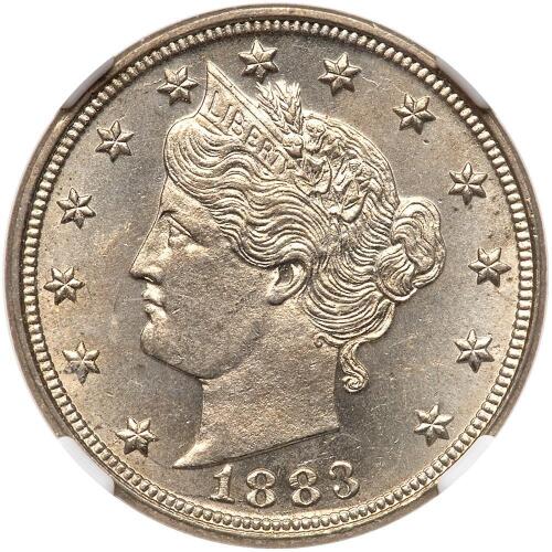 1883 Liberty 5C. Without CENTS NGC MS63