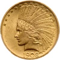 1908 $10 Indian. Motto