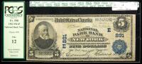1902, $5 National Bank Note. Blue Seal, Plain Back. National Park Bank of New York