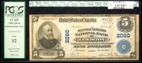 1902, $5 National Bank Note. Plain Back. Manufacturers N.B. of Lewiston, Maine