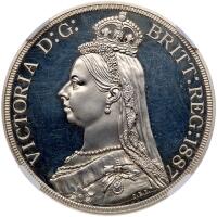 New Zealand. 1887-dated Victoria Crown or Five Shillings NGC Proof 62