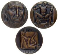Sweden. Three-part bronze medal 1974 of Michelangelo, 1475-1564