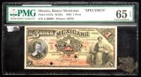 Mexico, Banco Mexicano. "Specimen" 1 Peso, 1888