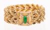 Dramatic Ladies Bracelet in 14K Yellow Gold with Jade and Diamond Clasp