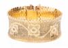Ladies Heavy, 18K Yellow Gold Flat Link Bracelet from Italy with Hand Etched Foliate Designs