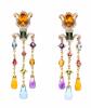 Spectacularly Colorful Chandelier Earrings by Bellarri in 18K Yellow Gold with Numerous Precious and Semi-Precious Stones.