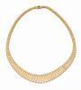 Ladies Beautiful 18K Yellow Gold Graduated Flat Link Necklace in Superior Condition.