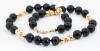 Striking Ladies 14K Yellow Gold and Onyx Bead Necklace - 2