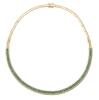 Ladies 14K Yellow Gold 3.5 Carat Emerald and Diamond Choker Style Link Necklace