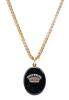 Ladies Late Victorian, 14K Yellow Gold Locket in Black Enamel with a White Gold Crown of Rose Cut Diamonds, Rubies, Sapphire and