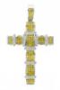 Men's Or Ladies 14K White Gold and Yellow Diamond Cross, Mint New.