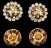 Chanel Costume Jewelry: Early 1980s Sputnik Diamante Style Earrings with plus a Pair of Natasha Stambouli Costume Floral Earring - 3