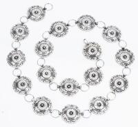 Striking and Well Made Ladies Sterling Silver Linked Concho Belt by Navajo Artist James Shay