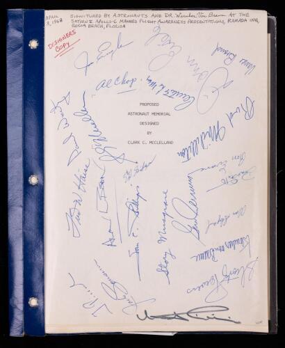 Clark McClelland's Personal Copy of His Astronaut Monument Design/Proposal SIGNED BY 25+ ASTRONAUTS AND NASA LUMINARIES