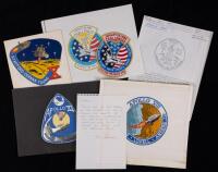 Clark McClelland's Concept Art for Apollo and Shuttle Logos. Includes Hand Lettered Note by Neil Armstrong w/Lettered Signature,