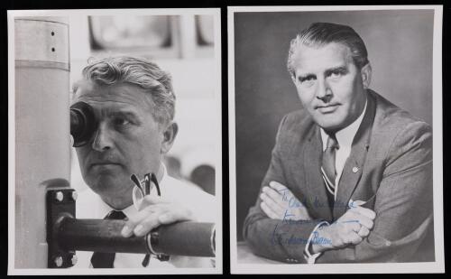 Wernher von Braun: Formal B&W Portrait Inscribed and Signed in Blue Sharpie To Clark McClelland Warmest Regards" + 2nd Photo