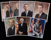 Seven (7) NASA Portraits from the Early 1960s, Inscribed and Signed: J. Glenn, D. Gordon, G. Cernan, C. Conrad, A. Bean, J. Lous