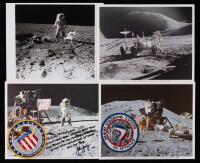 Apollo 12, 15 and 16: Four Inscribed & Signed Photos, All While on the Lunar Surface: Alan Bean, Jim Irwin, Dave Scott and John