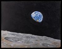 Earth Rise Painting by Clark McClelland Signed by All 3 Apollo 8 Crew. Interesting and Personal Remembrance of the Landmark Miss