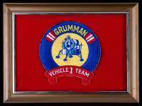 Very Rare, Grumman Vehicle 1 Team Patch, Partially Embroidered on Yellow Twill with Blue and Red Patch Work Threading
