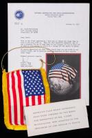 Apollo 12 Flown Flag: Last of Three (3) Flags Given to Alan Bean by Clark McClelland to Carry to the Moon. Includes Letter of Co