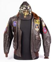 Clark McClelland's Flight Jacket and Cap. Numerous Patches and Embroidered Name Plate
