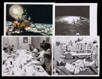 Apollo 14: One Crew Signed Photo, a Spectacular Image of the LM On The Moon plus Four "Behind The Scenes" B&W Images Signed by E