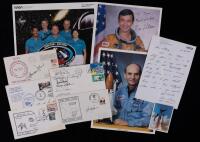 Collection of Shuttle Astronauts 15 Signatures including 2 Signed Color Portraits and One Crew Signed Photo and One Crew Signed
