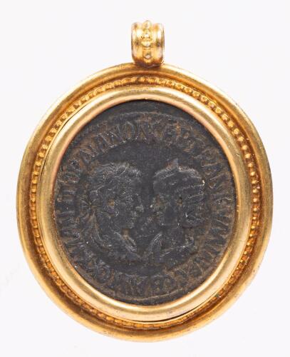 WITHDRAWN - Gordian III and Tranqullina (AD 238-244) Roman Imperial Period Mesopotamia in Custom, 22K Yellow Gold Bezel