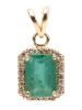 Ladies 14K Yellow Gold, Diamond and 5 Carat Emerald Pendant - 2