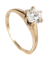Beautiful Ladies Engagement Solitaire in 14K Yellow Gold .80 Carat Diamond