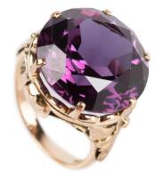 Ladies Stunning 14K Yellow Gold and Amethyst Ring Boasting a Flawless Deep Violet Color