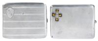 Two Gentleman's Sterling Silver Cigarette Cases: Best Made in USA Marked Sterling Silver by Elgin. Russian Coat of Arms and Cros