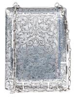 Antique Sterling Silver Powder Make-Up Compact. Exceptional Foliate Designs Etched on Obverse and Reverse in Superior Condition