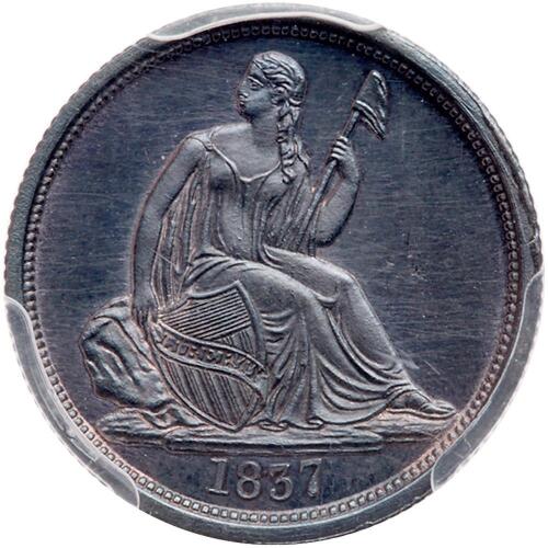 1837 Liberty Seated 10C. Lg Date PCGS Proof 63