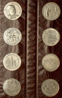 Lot of Eight Different 50mm. Antiqued Silver State Medals