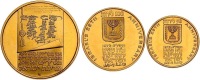 Set of Three Declaration of Independence, 1973, 50, 100 & 200 Lirot Gold Coins