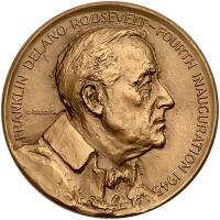 1945. Franklin Delano Roosevelt Official Fourth Inaugural Bronze Medal