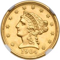 1904 $2.50 Liberty NGC MS63 BN