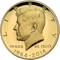 2014-W. 50th Anniversary Kennedy Half Dollar Gold Proof Coin 3/4 ozt .9999 Fine