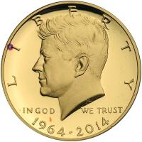 2014-W. 50th Anniversary Kennedy Half Dollar Gold Proof Coin 3/4 ozt .9999 Fine