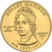 2007-W. $10.00 Gold1/2 ozt Dolley Madison Gem Unc