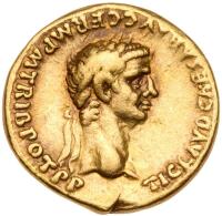 Claudius and Agrippina Junior, AD 51. Gold Aureus (7.58g)
