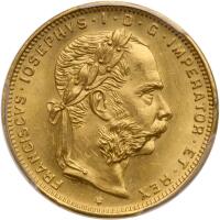Austria. 8 Florins-20 Francs, 1892