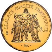 France. Piedfort Gold 50 Francs, 1979